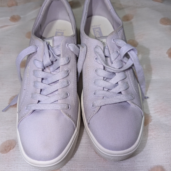Keds Lavender platform white Sneakers Classic Lace-Up Design Size 7.5 - Picture 1 of 8